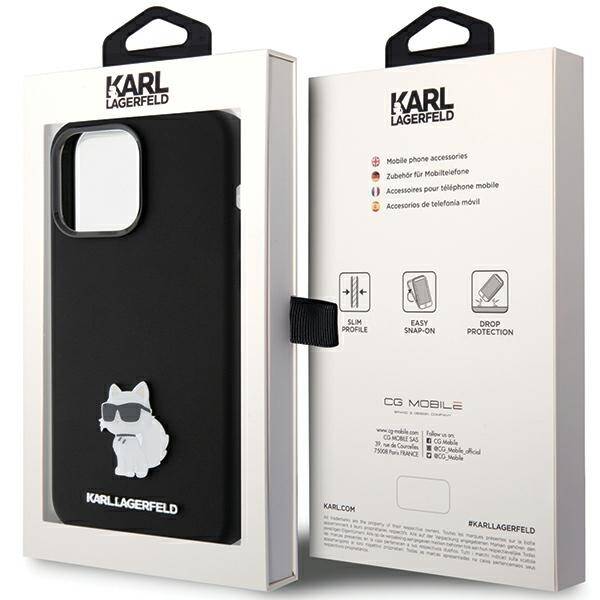 KARL LAGERFELD KLHCP15XSMHCNPK IPHONE 15 PRO MAX 6.7 "BLACK/BLACK SILICONE CHUPETTE METAL PIN