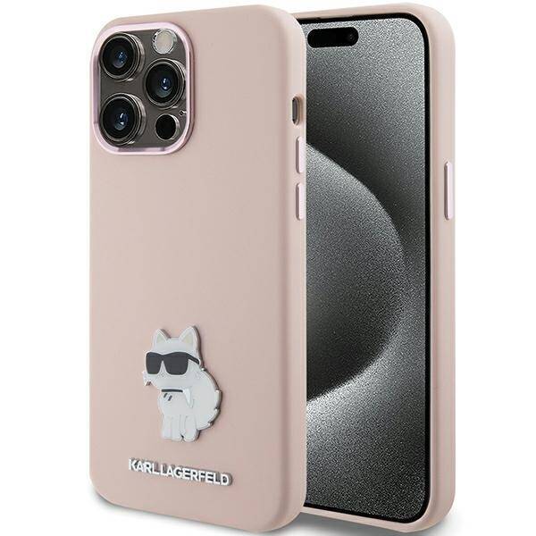 KARL LAGERFELD KLHCP15XSMHCNPP IPHONE 15 PRO MAX 6.7 "PINK/PINK SILICONE CHAPETTE METAL PIN