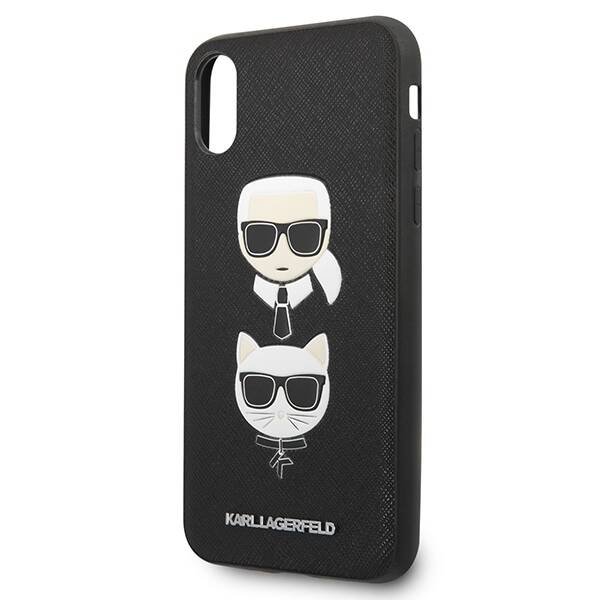 KARL LAGERFELD KLHCPXSAKICKCBK IPHONE X/XS BLACK/BLACK HARDCASE SAFFIANO KARL & CHUPETTE HEAD