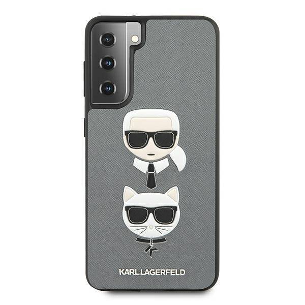 KARL LAGERFELD KLHCS21MSAKICKSL S21+ G996 SREBRNY/SILVER HARDCASE SAFFIANO IKONIK KARL & CHUPETTE HEAD