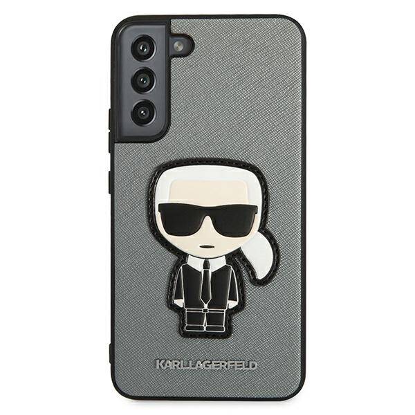 KARL LAGERFELD KLHCS22MOKPG S906 S22+ SREBRNY/SILVER HARDCASE SAFFIANO IKONIK KARL`S PATCH