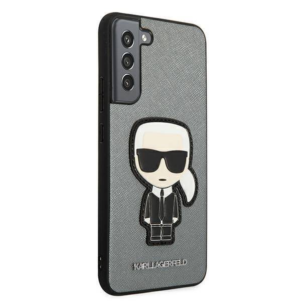 KARL LAGERFELD KLHCS22MOKPG S906 S22+ SREBRNY/SILVER HARDCASE SAFFIANO IKONIK KARL`S PATCH