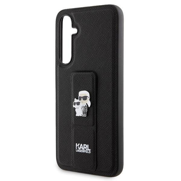 KARL LAGERFELD KLHCS23FEGSAKCPK S23 FE S711 BLACK/BLACK HARDCASE GRIPSTAND SAFFIANO KARL & CHUPETTE PINS