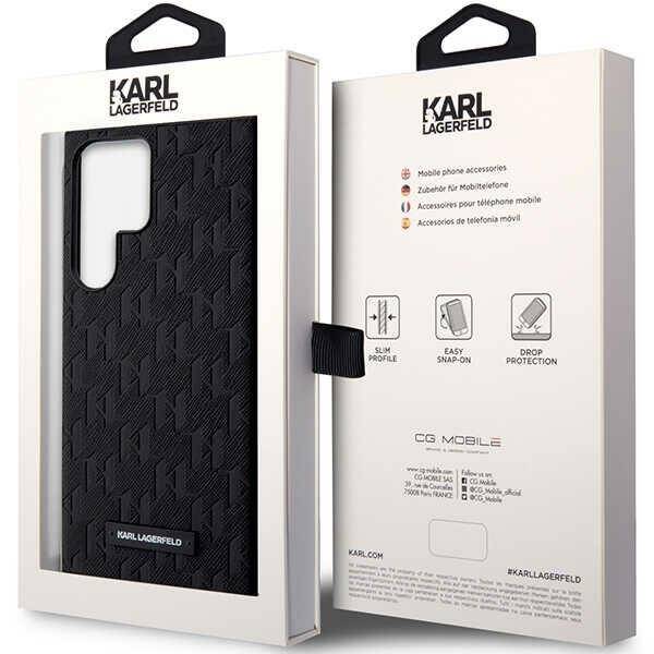 KARL LAGERFELD KLHCS23LSAKLPK S23 ULTRA S918 HARDCASE BLACK/BLACK SAFFIO MONO METAL LOGO