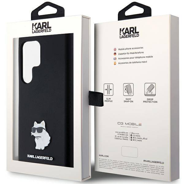 KARL LAGERFELD KLHCS23LSMHCNPK S23 ULTRA S918 CZARNY/BLACK HARDCASE SILICONE CHOUPETTE METAL PIN