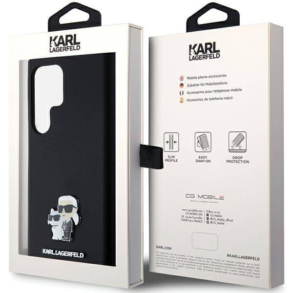 KARL LAGERFELD KLHCS23LSMHKCNPK S23 ULTRA S918 HARDCASE CZARNY/BLACK SILICONE KARL & CHUPETTE METAL PIN