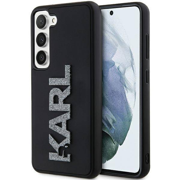 KARL LAGERFELD KLHCS23M3DMBKCK S23+ S916 CZARNY/BLACK HARDCASE 3D RUBBER GLITTER LOGO