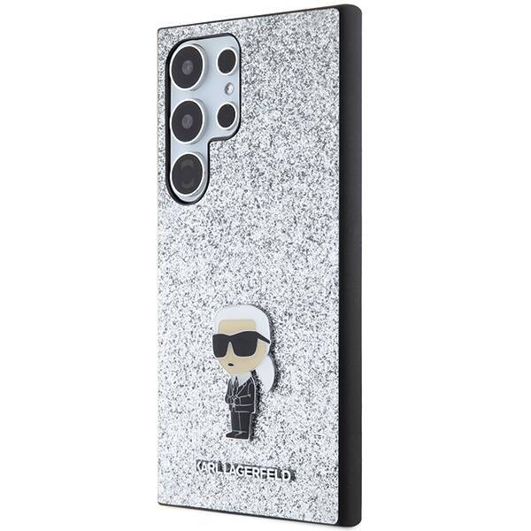 KARL LAGERFELD KLHCS24LGCNPSG S24 ULTRA S928 SILVER/SILVER HARDCASE FIXED GLITTER IKONIK LOGO PIN LOGO