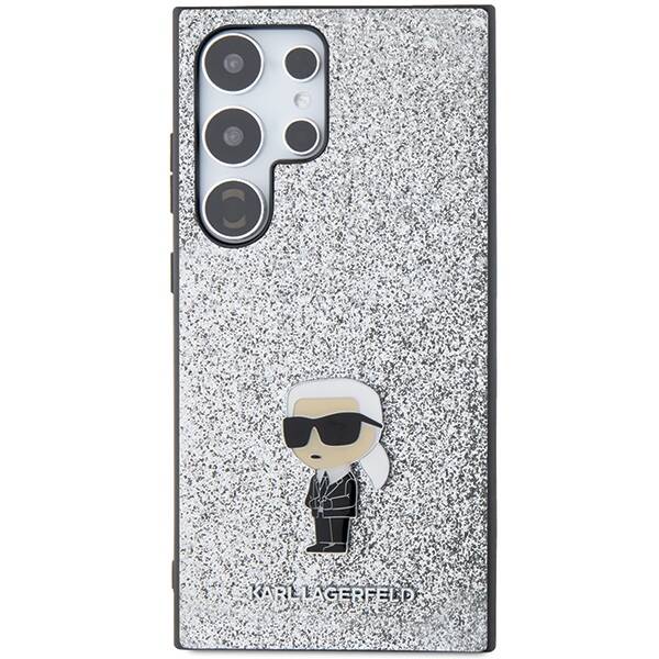 KARL LAGERFELD KLHCS24LGCNPSG S24 ULTRA S928 SILVER/SILVER HARDCASE FIXED GLITTER IKONIK LOGO PIN LOGO