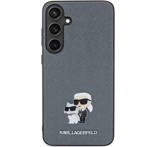 KARL LAGERFELD KLHCS24MPSAKCMPG S24+ S926 HARDCASE GRAY/GRAY SAFFIANO KARL & CHUPETTE METAL PIN