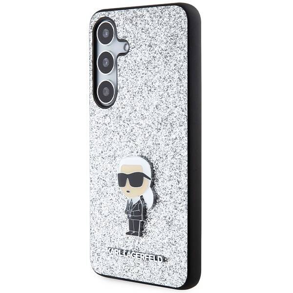 KARL LAGERFELD KLHCS24SGCNPSG S24 S921 SREBRNY/SILVER HARDCASE FIXED GLITTER IKONIK LOGO PIN