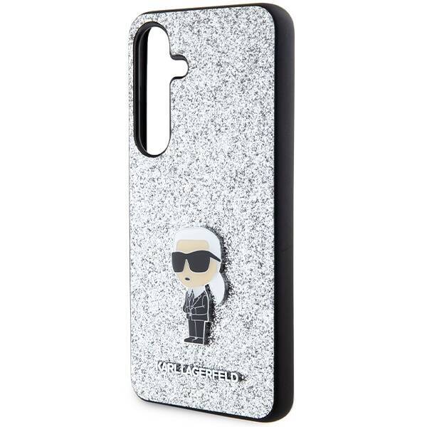 KARL LAGERFELD KLHCS24SGCNPSG S24 S921 SREBRNY/SILVER HARDCASE FIXED GLITTER IKONIK LOGO PIN