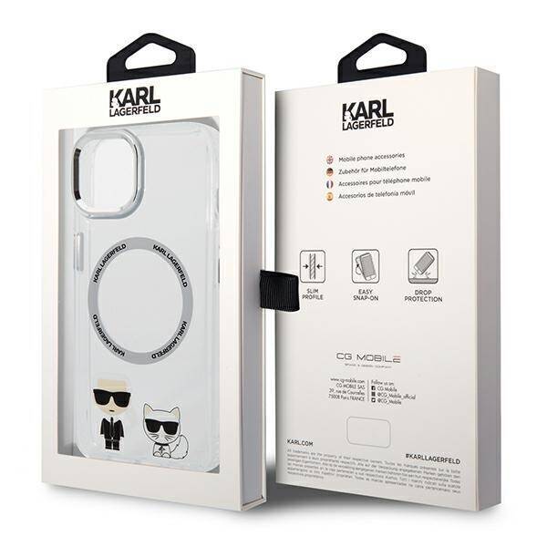 KARL LAGERFELD KLHMP14MHKCT IPHONE 14 PLUS / 15 PLUS 6.7 "HARDCASE TRANSPARENT / TRANSPARENT KARL & CHOUPETTE ALUMINUM MAGSAFE