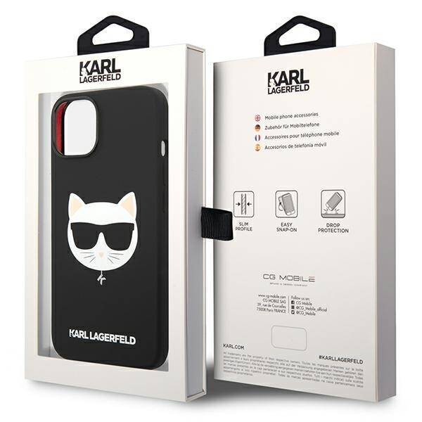 KARL LAGERFELD KLHMP14MSLCHBK IPHONE 14 PLUS / 15 PLUS 6.7 "HARDCASE CZARNY / BLACK SILICONE CHOUPETTE HEAD MAGSAFE