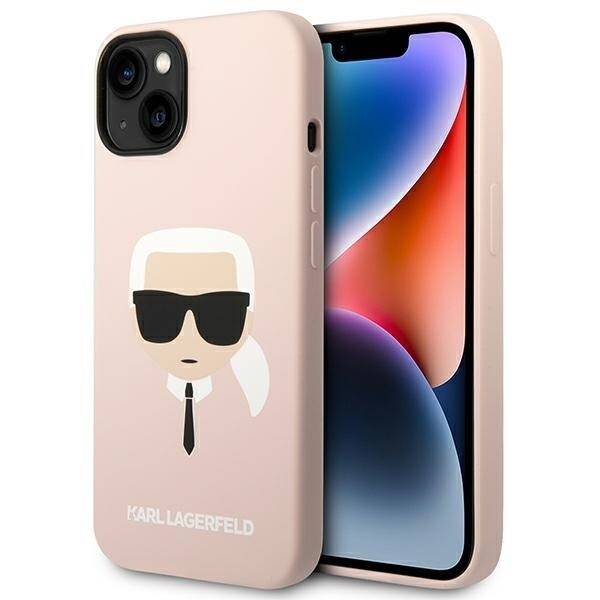 KARL LAGERFELD KLHMP14MSLKHLP IPHONE 14 PLUS / 15 PLUS 6.7 "HARDCASE LIGHT PINK / LIGHT PINK SILICONE KARL`S HEAD MAGSAFE