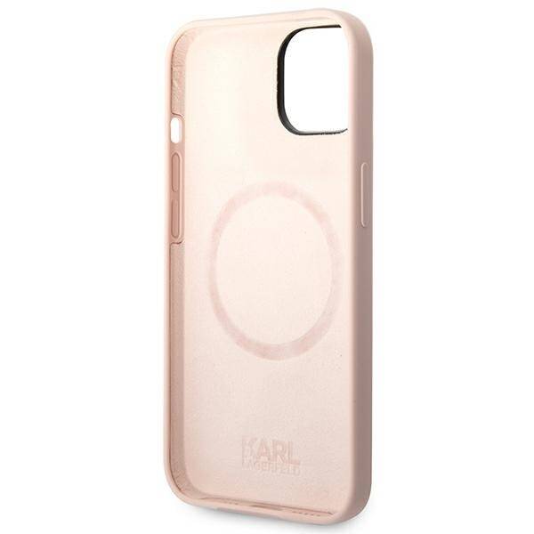 KARL LAGERFELD KLHMP14MSLKHLP IPHONE 14 PLUS / 15 PLUS 6.7 "HARDCASE LIGHT PINK / LIGHT PINK SILICONE KARL`S HEAD MAGSAFE