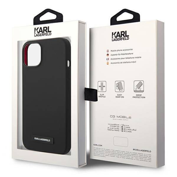 KARL LAGERFELD KLHMP14MSLMP1K IPHONE 14 PLUS / 15 PLUS 6.7 "HARDCASE CZARNY / BLACK SILICONE PLAQUE MAGSAFE