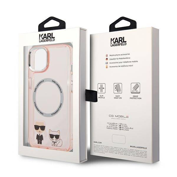 KARL LAGERFELD KLHMP14SHKCP IPHONE 14/15/13 6.1 "HARDCASE PINK / PINK KARL & CHUPETTE ALUMINUM MAGSAFE