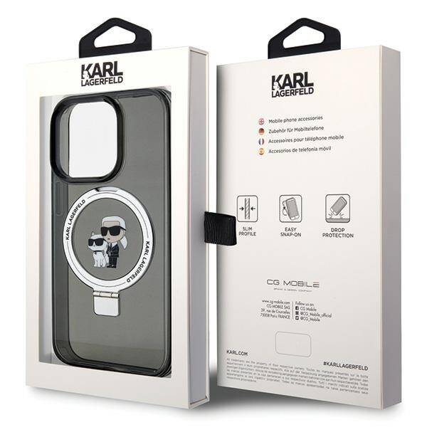 KARL LAGERFELD KLHMP15LHMRSKCK IPHONE 15 PRO 6.1 "BLACK/BLACK HARDCASE RING STAND KARL & CHUPETTTE MAGSAFE