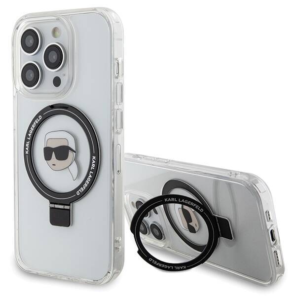 KARL LAGERFELD KLHMP15LHMRSKHH IPHONE 15 PRO 6.1 "BIAŁY/WHITE HARDCASE RING STAND KARL HEAD MAGSAFE