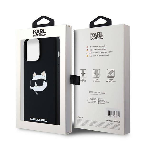 KARL LAGERFELD KLHMP15LSCHPPLK IPHONE 15 PRO 6.1" BLACK/BLACK HARDCASE SILICONE CHOUPETTE HEAD MAGSAFE