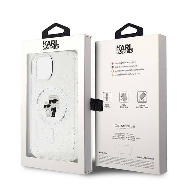 KARL LAGERFELD KLHMP15MHGKCOT IPHONE 15 PLUS / 14 PLUS 6.7 "TRANSPARENT HARDCASE KARL & CHUPETTE GLITTER MAGSAFE