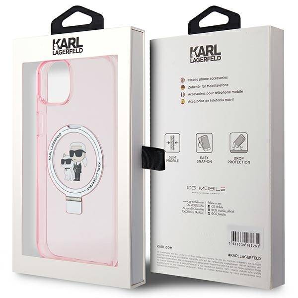 KARL LAGERFELD KLHMP15MHMRSKCP IPHONE 15 PLUS / 14 PLUS 6.7 "PINK / PINK HARDCASE RING STAND KARL & CHUPETTTE MAGSAFE