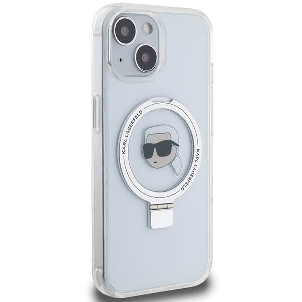 KARL LAGERFELD KLHMP15SHMRSKHHHHH IPHONE 15/14/16 6.1 "BIAŁY / WHITE HARDCASE RING STAND KARL HEAD MAGSAFE