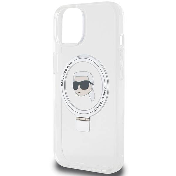 KARL LAGERFELD KLHMP15SHMRSKHHHHH IPHONE 15/14/16 6.1 "BIAŁY / WHITE HARDCASE RING STAND KARL HEAD MAGSAFE