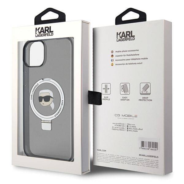 KARL LAGERFELD KLHMP15SHMRSKHK IPHONE 15/14/13 6.1 "BLACK / BLACK HARDCASE RING STAND KARL HEAD MAGSAFE