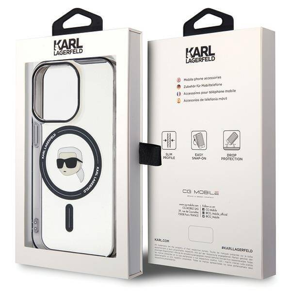 KARL LAGERFELD KLHMP15XHKHNOTK IPHONE 15 PRO MAX 6.7 "TRANSPARENT HARDCASE IML KARL`S HEAD MAGSAFE