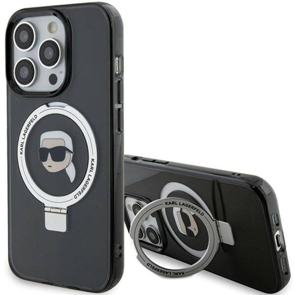 KARL LAGERFELD KLHMP15XHMRSKHK IPHONE 15 PRO MAX 6.7 "BLACK/BLACK HARDCASE RING STANDARD KARL HEAD MAGSAFE