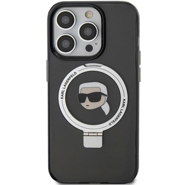 KARL LAGERFELD KLHMP15XHMRSKHK IPHONE 15 PRO MAX 6.7 "BLACK/BLACK HARDCASE RING STANDARD KARL HEAD MAGSAFE