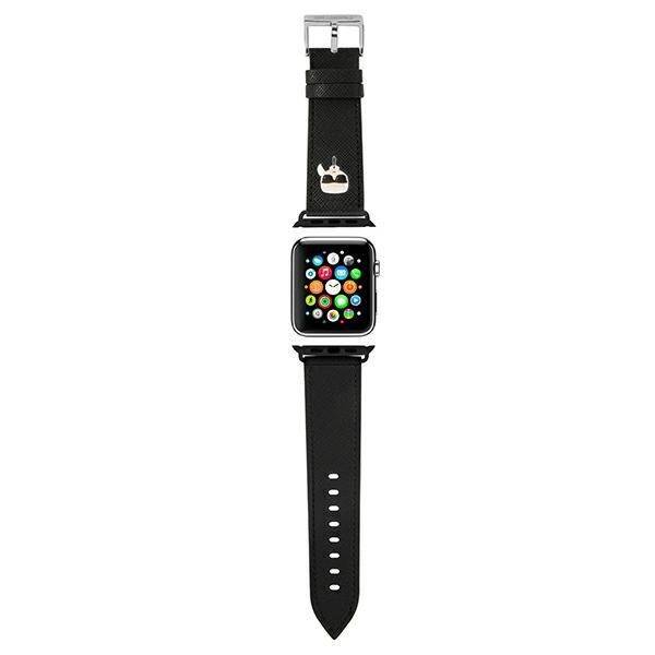 KARL LAGERFELD PAST KLAWMOKHK APPLE WATCH 38/40/41MM BLACK/BLACK STRAP SAFFIO KARL HEADS