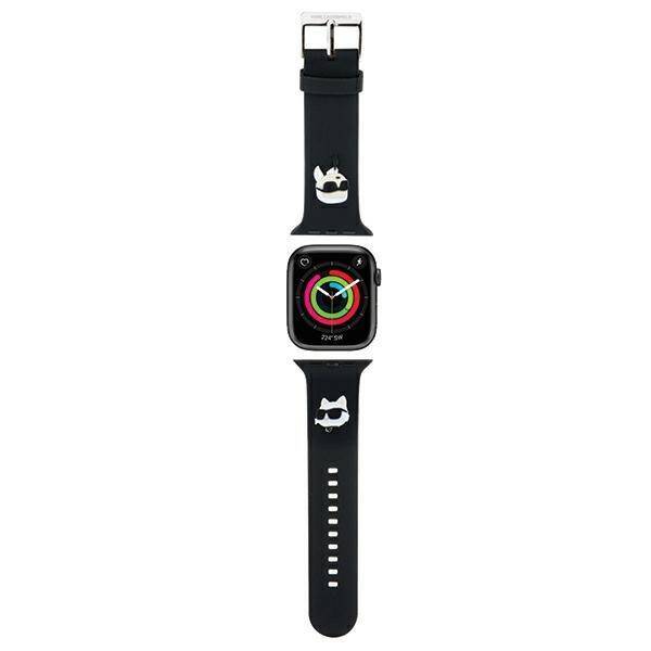 KARL LAGERFELD PAST KLAWMSLKCNK APPLE WATCH 38/40/41MM CZARNY/BLACK STRAP 3D RUBBER KARL & CHOUPETTE HEADS