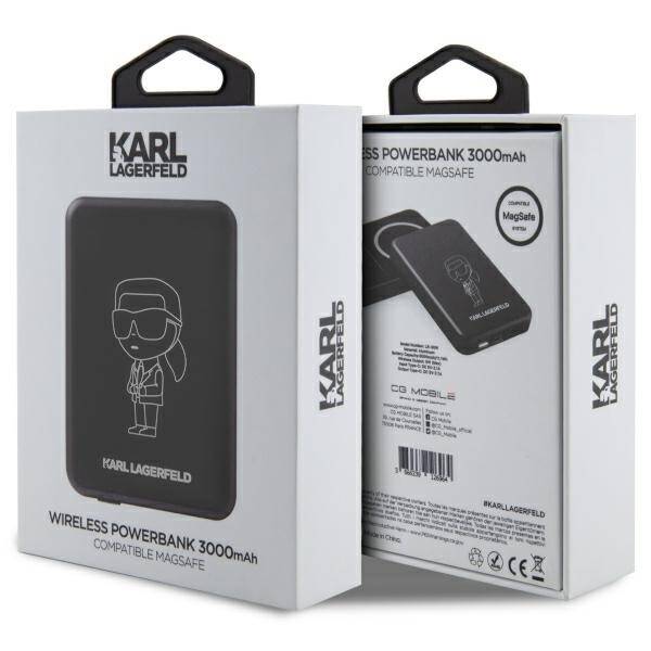 KARL LAGERFELD POWERBANK INDUCTION KLPBMKITTGK 5W 3000MAH BLACK/BLACK IKONIK MAGSAFE