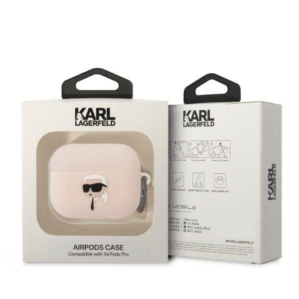 KARL LAGERFELD SPANKING AIRPODS PRO COVER PINK/PINK SILICONE KARL HEAD 3D