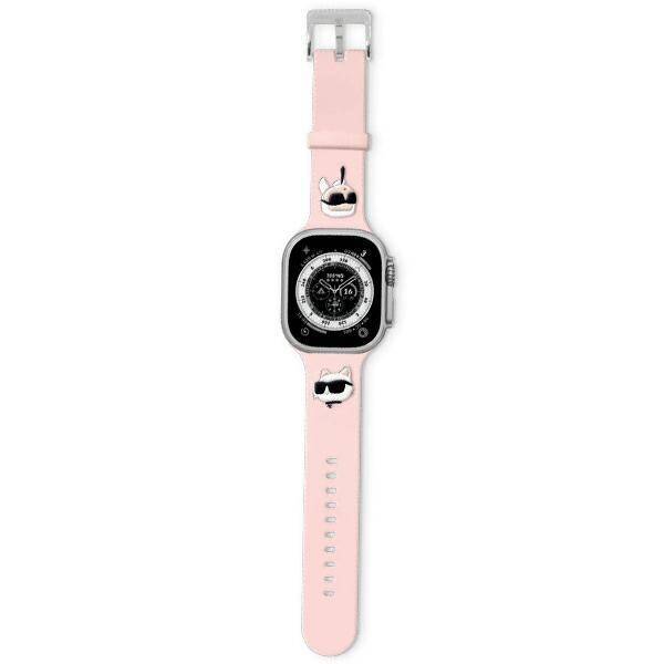 KARL LAGERFELD STRAP KLAWLSLKCNP APPLE WATCH 42/44/45/49MM PINK/PINK STRAP 3D RUBBER KARL&CHOUPETTE HEADS