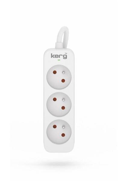KERG M02384 EXTENSION CORD WITHOUT SWITCH 3 SOCKETS 10A 2300W WHITE-GRAY