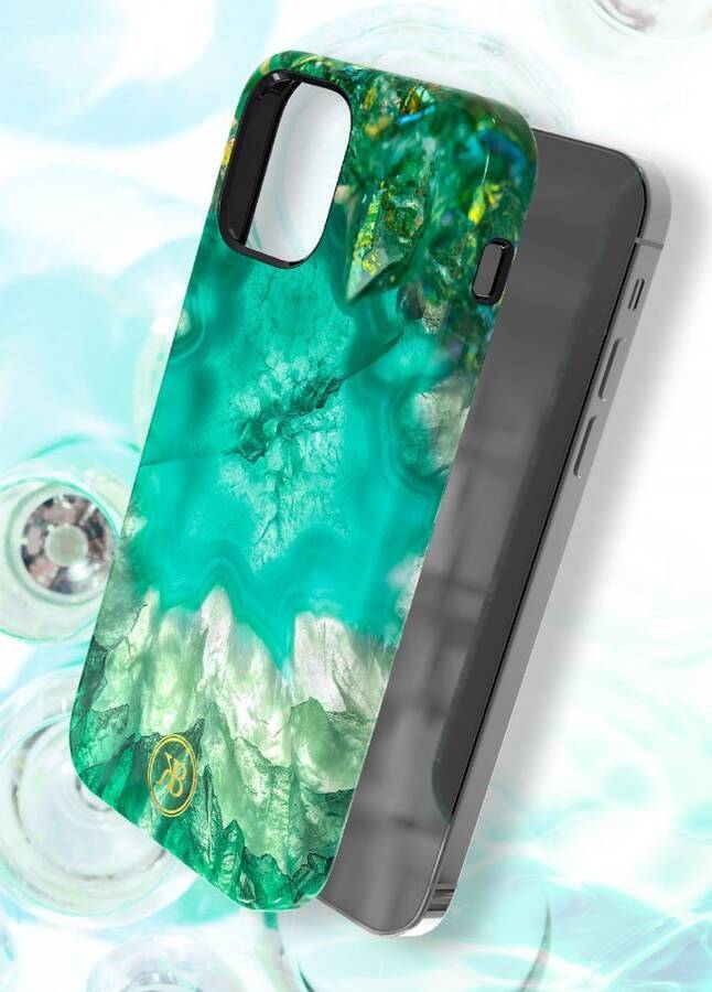 KINGXBAR AGATE SERIES CASE DECORATED PRINTED AGATE IPHONE 12 MINI GREEN