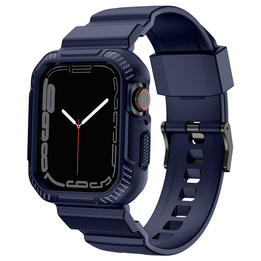 KINGXBAR CYF106 2IN1 ARMORED CASE FOR APPLE WATCH SE, 8, 7, 6, 5, 4, 3, 2, 1 (41, 40, 38 MM) WITH STRAP BLUE