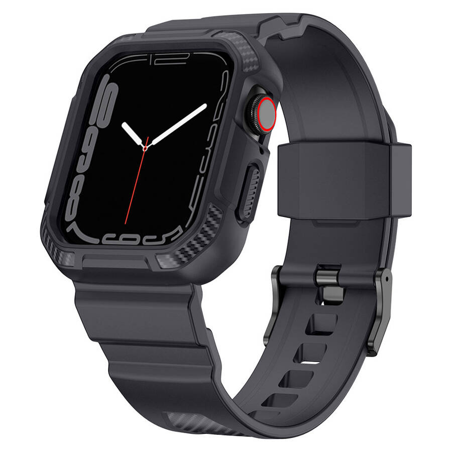 KINGXBAR CYF106 2IN1 ARMORED CASE FOR APPLE WATCH SE, 8, 7, 6, 5, 4, 3, 2, 1 (41, 40, 38 MM) WITH STRAP GRAY