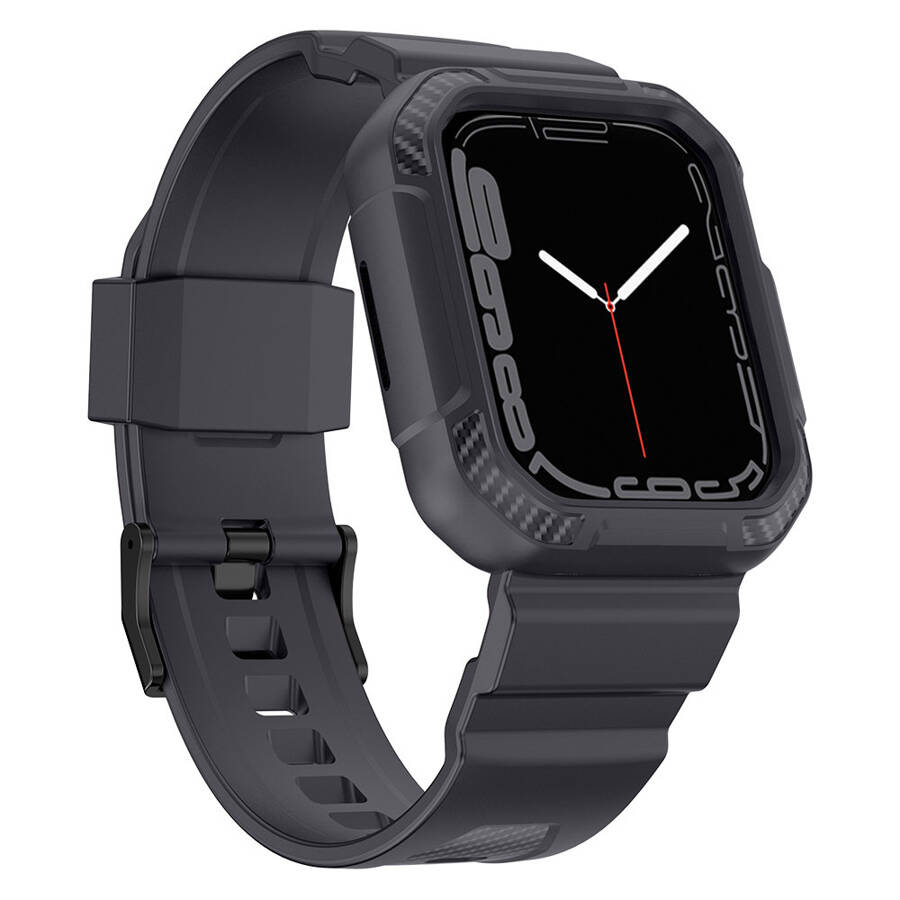 KINGXBAR CYF106 2IN1 ARMORED CASE FOR APPLE WATCH SE, 8, 7, 6, 5, 4, 3, 2, 1 (41, 40, 38 MM) WITH STRAP GRAY