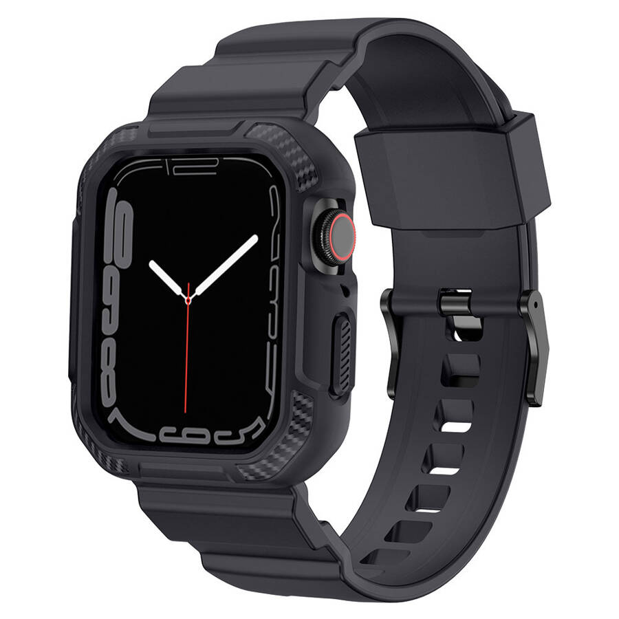 KINGXBAR CYF106 2IN1 ARMORED CASE FOR APPLE WATCH SE, 8, 7, 6, 5, 4, 3, 2, 1 (41, 40, 38 MM) WITH STRAP GRAY