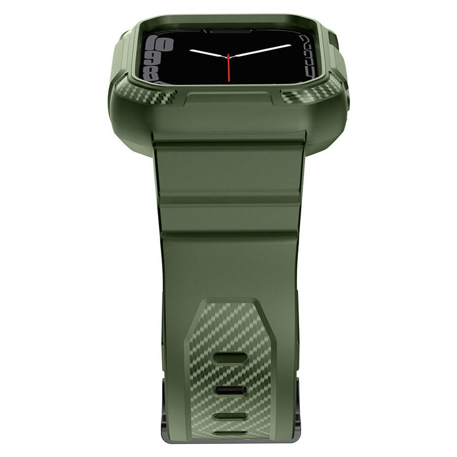 KINGXBAR CYF106 2IN1 ARMORED CASE FOR APPLE WATCH SE, 8, 7, 6, 5, 4, 3, 2, 1 (41, 40, 38 MM) WITH STRAP GREEN