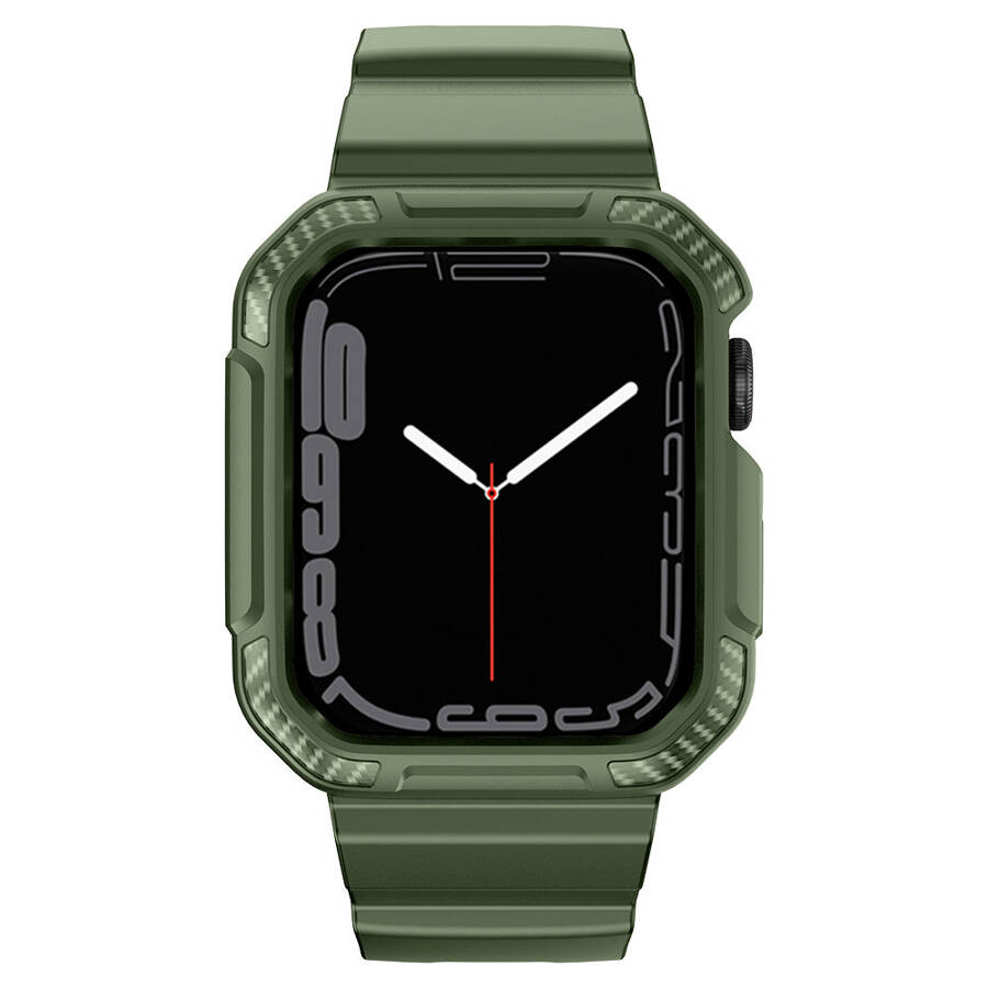 KINGXBAR CYF106 2IN1 ARMORED CASE FOR APPLE WATCH SE, 8, 7, 6, 5, 4, 3, 2, 1 (41, 40, 38 MM) WITH STRAP GREEN