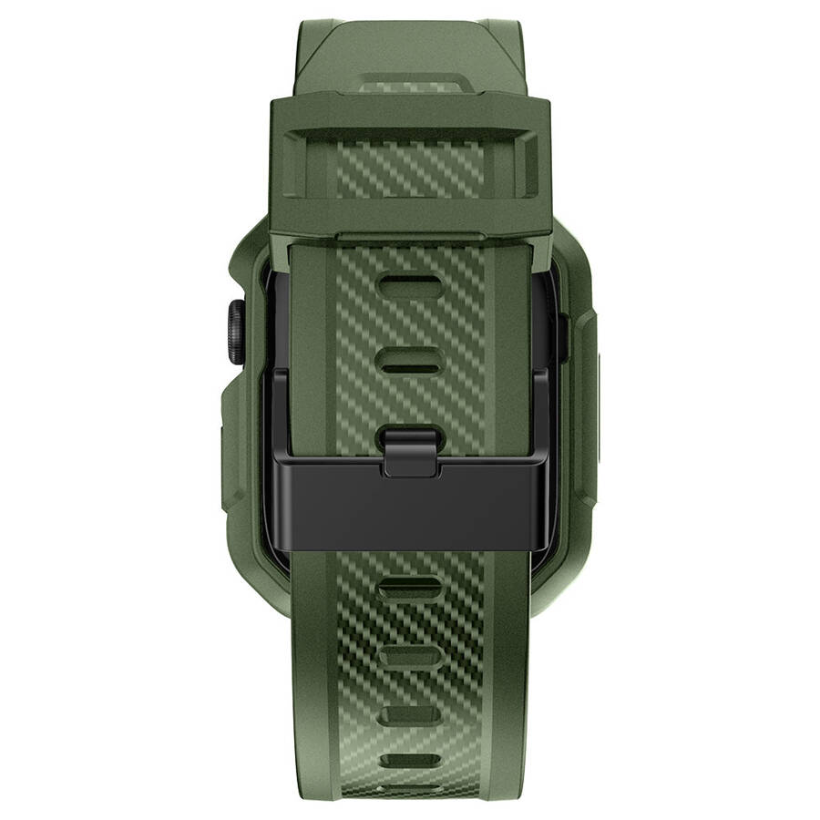 KINGXBAR CYF106 2IN1 ARMORED CASE FOR APPLE WATCH SE, 8, 7, 6, 5, 4, 3, 2, 1 (41, 40, 38 MM) WITH STRAP GREEN