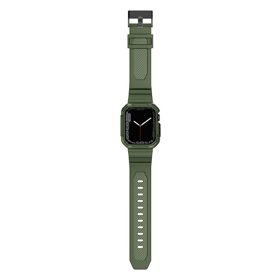 KINGXBAR CYF106 2IN1 ARMORED CASE FOR APPLE WATCH SE, 8, 7, 6, 5, 4, 3, 2, 1 (41, 40, 38 MM) WITH STRAP GREEN