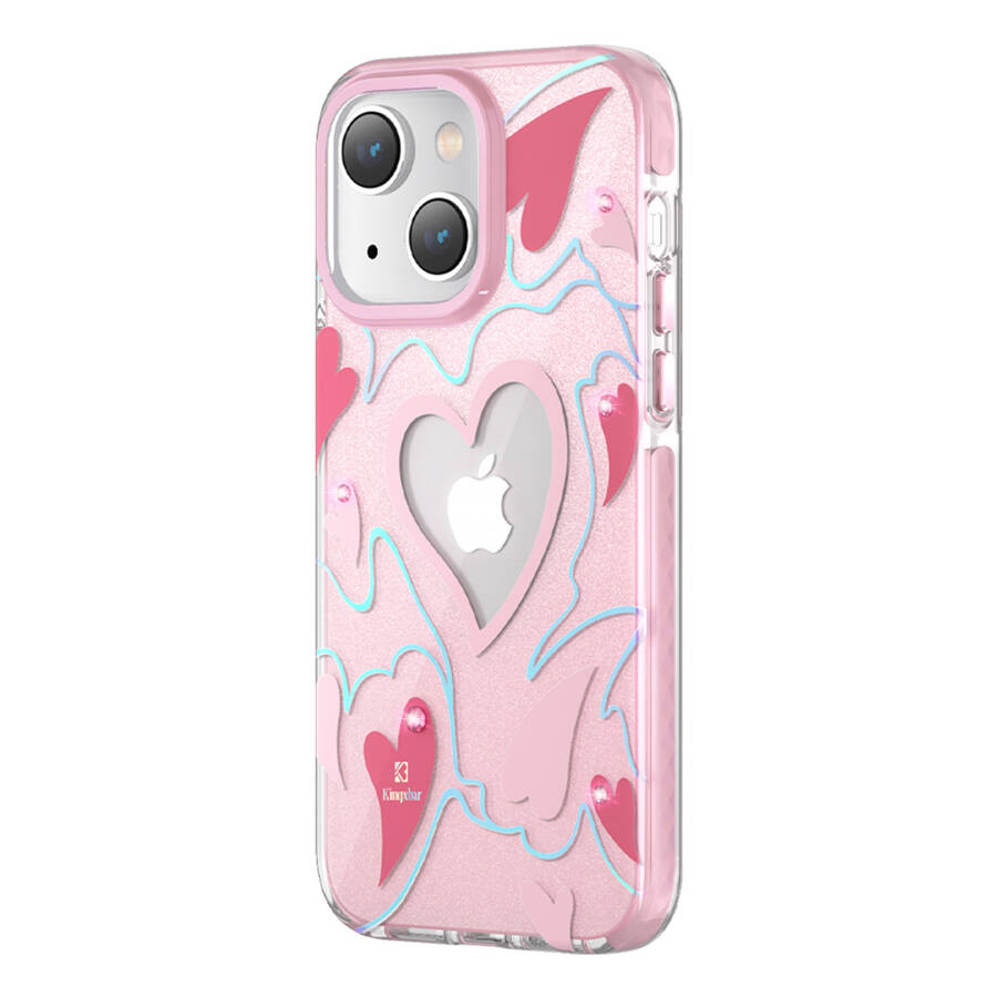 KINGXBAR HEART STAR SERIES CASE FOR IPHONE 14 PLUS PINK HEART CASE