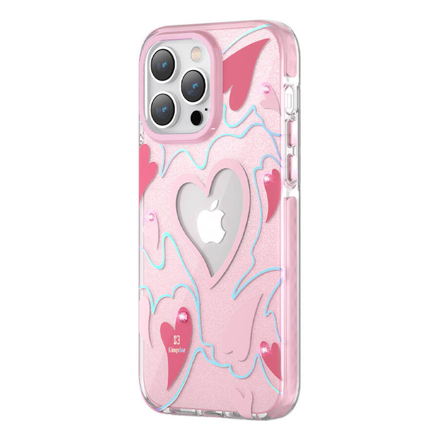 KINGXBAR HEART STAR SERIES CASE FOR IPHONE 14 PRO MAX PINK HEART CASE